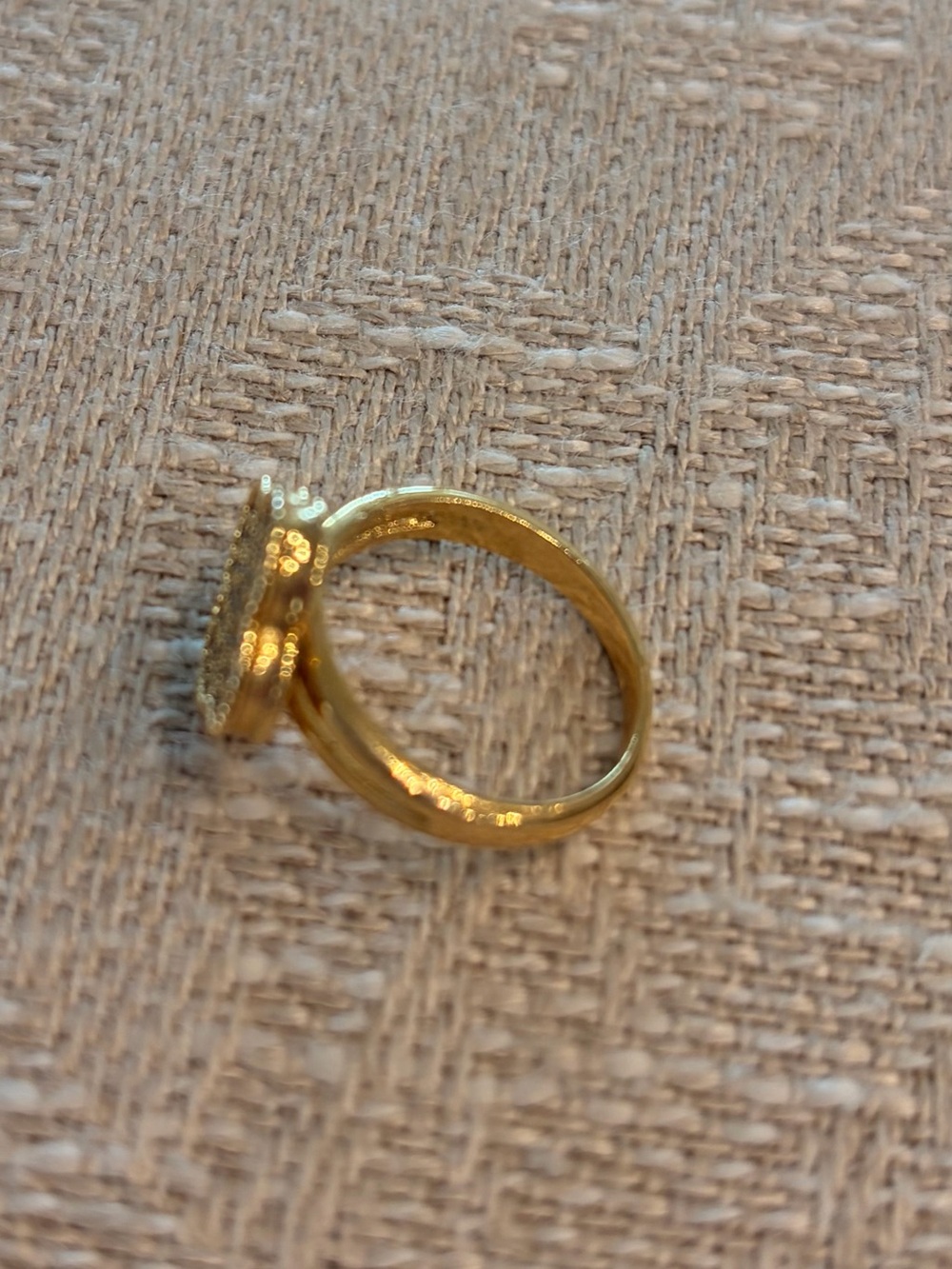Gold-Tone Women’s Cocktail Ring with Raised Pavé Detail
